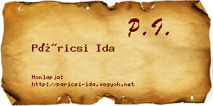 Páricsi Ida névjegykártya